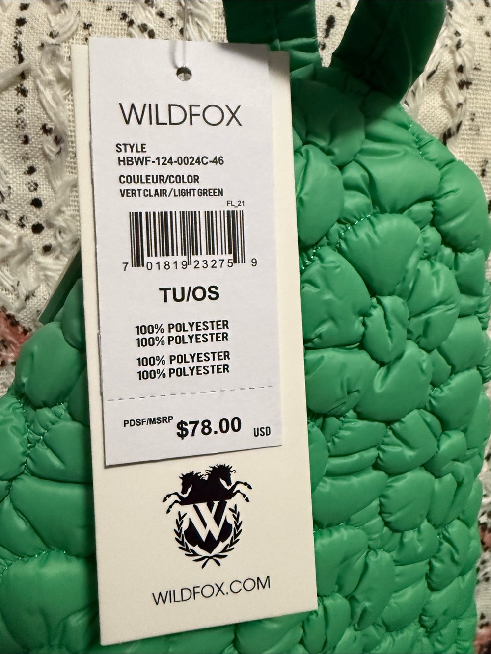 MSRP $126 - Wildfox Green Quilted sling bag and belt bag - Picture 5 of 5